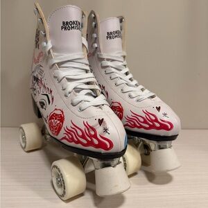Broken Promises White and Red Roller Skates